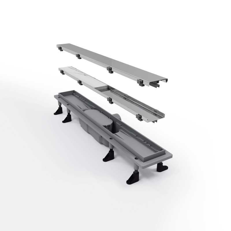 Жолоб водостічний Koller Pool Aqua 70 см з решіткою Duo під плитку ABS-пластик/нержавіюча сталь AQLD0700