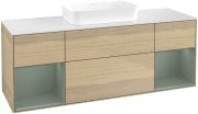 Тумба под раковину Villeroy & Boch Finion 160х50,1 см с подсветкой МДФ шпон дуба/стекло белое матовое F741GMPC