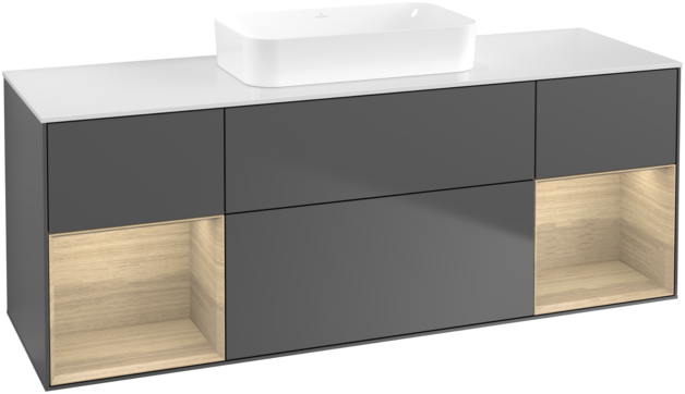 Тумба под раковину Villeroy & Boch Finion 160х50,1 см с подсветкой МДФ антрацит матовый лак/стекло белое матовое F741PCGK