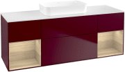 Тумба под раковину Villeroy & Boch Finion 160х50,1 см с подсветкой МДФ пион матовый лак/стекло белое матовое F741PCHB