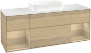 Тумба под раковину Villeroy & Boch Finion 160х50,1 см с подсветкой МДФ шпон дуба/стекло белое матовое F741PCPC