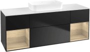 Тумба під раковину Villeroy & Boch Finion 160х50,1 см із підсвічуванням МДФ чорний матовий лак/скло біле матове F741PCPD