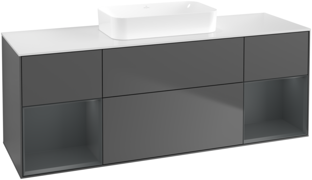 Тумба под раковину Villeroy & Boch Finion 160х50,1 см с подсветкой МДФ антрацит матовый лак/стекло белое матовое F741HGGK