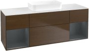 Тумба под раковину Villeroy & Boch Finion 160х50,1 см с подсветкой МДФ шпон грецкого ореха/стекло белое матовое F741HGGN