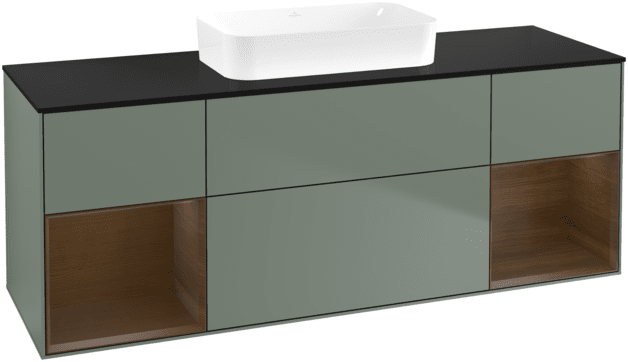 Тумба под раковину Villeroy & Boch Finion 160х50,1 см с подсветкой МДФ оливковый матовый лак/стекло черное матовое F742GNGM