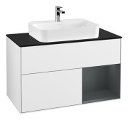 Тумба под раковину Villeroy & Boch Finion 100х50,1 см с подсветкой МДФ глянцевый белый лак/стекло черное матовое F372HGGF