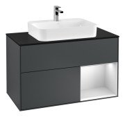 Тумба под раковину Villeroy & Boch Finion 100х50,1 см с подсветкой МДФ темно-синий матовый лак/стекло черное матовое F372MTHG