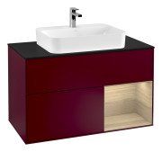 Тумба под раковину Villeroy & Boch Finion 100х50,1 см с подсветкой МДФ пион матовый лак/стекло черное матовое F372PCHB