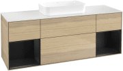 Тумба под раковину Villeroy & Boch Finion 160х50,1 см с подсветкой МДФ шпон дуба/стекло белое матовое F741PDPC