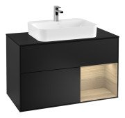 Тумба під раковину Villeroy & Boch Finion 100х50,1 см із підсвічуванням МДФ чорний матовий лак/скло чорне матове F372PCPD