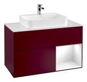 Тумба під раковину Villeroy & Boch Finion 100х50,1 см з підсвічуванням МДФ півонія матовий лак/скло біле матове G371GFHB