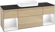 Тумба під раковину Villeroy & Boch Finion 160х50,1 см із підсвічуванням МДФ шпон дуба/скло чорне матове F742GFPC