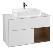 Тумба под раковину Villeroy & Boch Finion 100х50,1 см с подсветкой МДФ белый матовый лак/стекло белое матовое G371GNMT