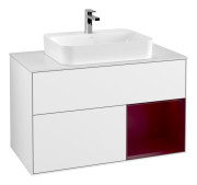 Тумба под раковину Villeroy & Boch Finion 100х50,1 см с подсветкой МДФ глянцевый белый лак/стекло белое матовое G371HBGF