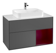 Тумба под раковину Villeroy & Boch Finion 100х50,1 см с подсветкой МДФ антрацит матовый лак/стекло белое матовое G371HBGK