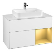 Тумба под раковину Villeroy & Boch Finion 100х50,1 см с подсветкой МДФ глянцевый белый лак/стекло белое матовое G371HFGF