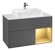 Тумба под раковину Villeroy & Boch Finion 100х50,1 см с подсветкой МДФ антрацит матовый лак/стекло белое матовое G371HFGK