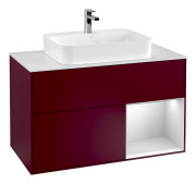 Тумба под раковину Villeroy & Boch Finion 100х50,1 см с подсветкой МДФ пион матовый лак/стекло белое матовое G371MTHB