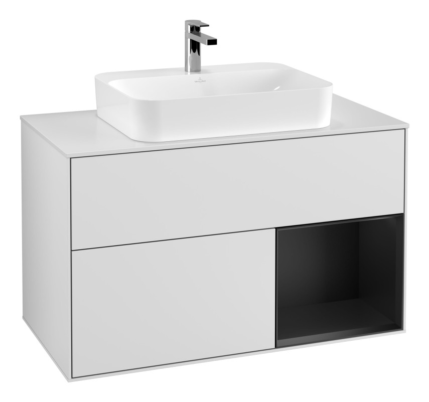 Тумба под раковину Villeroy & Boch Finion 100х50,1 см с подсветкой МДФ белый матовый лак/стекло белое матовое G371PDMT