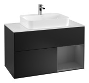 Тумба под раковину Villeroy & Boch Finion 100х50,1 см с подсветкой МДФ черный матовый лак/стекло белое матовое G371GKPD