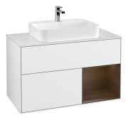 Тумба под раковину Villeroy & Boch Finion 100х50,1 см с подсветкой МДФ глянцевый белый лак/стекло белое матовое G371GNGF