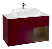 Тумба под раковину Villeroy & Boch Finion 100х50,1 см с подсветкой МДФ пион матовый лак/стекло белое матовое G371GNHB