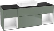 Тумба під раковину Villeroy & Boch Finion 160х50,1 см із підсвічуванням МДФ оливковий матовий лак/скло чорне матове F742MTGM