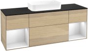 Тумба под раковину Villeroy & Boch Finion 160х50,1 см с подсветкой МДФ шпон дуба/стекло черное матовое F742MTPC