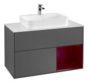 Тумба под раковину Villeroy & Boch Finion 100х50,1 см с подсветкой МДФ антрацит матовый лак/стекло белое матовое G371HBGK