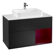 Тумба под раковину Villeroy & Boch Finion 100х50,1 см с подсветкой МДФ черный матовый лак/стекло белое матовое G371HBPD