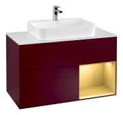 Тумба под раковину Villeroy & Boch Finion 100х50,1 см с подсветкой МДФ пион матовый лак/стекло белое матовое G371HFHB