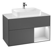 Тумба під раковину Villeroy & Boch Finion 100х50,1 см з підсвічуванням МДФ антрацит матовий лак/скло біле матове G371MTGK
