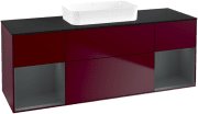 Тумба под раковину Villeroy & Boch Finion 160х50,1 см с подсветкой МДФ пион матовый лак/стекло черное матовое F742HGHB