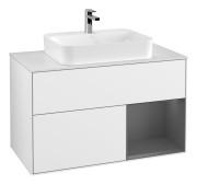 Тумба под раковину Villeroy & Boch Finion 100х50,1 см с подсветкой МДФ глянцевый белый лак/стекло белое матовое G371GKGF