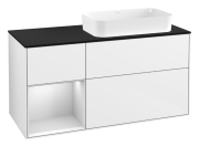 Тумба під раковину Villeroy & Boch Finion 120х50,1 см с подсветкой МДФ білий глянцевий лак/скло чорне матове F682MTGF