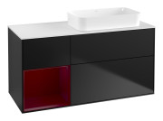 Тумба под раковину Villeroy & Boch Finion 120х50,1 см с подсветкой МДФ черный матовый лак/стекло белое матовое F681HBPD