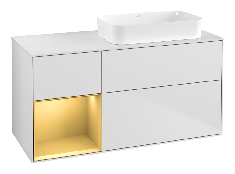 Тумба під раковину Villeroy & Boch Finion 120х50,1 см із підсвічуванням МДФ білий матовий лак/скло біле матове F681HFMT