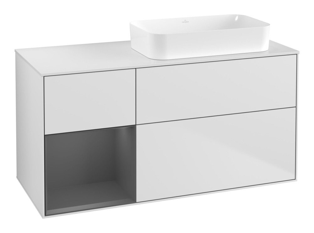 Тумба под раковину Villeroy & Boch Finion 120х50,1 см с подсветкой МДФ белый матовый лак/стекло белое матовое F681GKMT