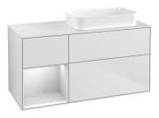 Тумба під раковину Villeroy & Boch Finion 120х50,1 см із підсвічуванням МДФ білий матовий лак/скло біле матове F681MTMT