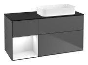 Тумба під раковину Villeroy & Boch Finion 120х50,1 см з підсвічуванням антрацит матовий лак/скло чорне матове F682GFGK