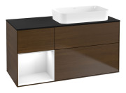 Тумба под раковину Villeroy & Boch Finion 120х50,1 см с подсветкой МДФ шпон грецкого ореха/стекло черное матовое F682GFGN