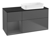 Тумба под раковину Villeroy & Boch Finion 120х50,1 см с подсветкой МДФ антрацит матовый лак/стекло черное матовое F682GKGK