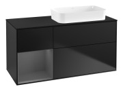 Тумба под раковину Villeroy & Boch Finion 120х50,1 см с подсветкой МДФ черный матовый лак/стекло черное матовое F682GKPD