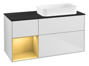 Тумба под раковину Villeroy & Boch Finion 120х50,1 см с подсветкой МДФ белый матовый лак/стекло черное матовое F682HFMT