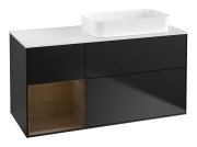 Тумба під раковину Villeroy & Boch Finion 120х50,1 см із підсвічуванням МДФ чорний матовий лак/скло біле матове F681GNPD