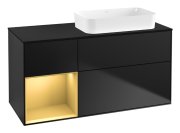 Тумба под раковину Villeroy & Boch Finion 120х50,1 см с подсветкой МДФ черный матовый лак/стекло черное матовое F682HFPD