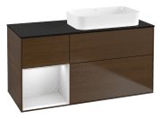 Тумба під раковину Villeroy & Boch Finion 120х50,1 см із підсвічуванням МДФ шпон волоського горіха/скло чорне матове F682MTGN
