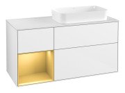 Тумба під раковину Villeroy & Boch Finion 120х50,1 см с подсветкой МДФ білий глянцевий лак/скло біле матове F681HFGF