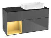 Тумба під раковину Villeroy & Boch Finion 120х50,1 см з підсвічуванням антрацит матовий лак/скло чорне матове F682HFGK