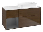 Тумба під раковину Villeroy & Boch Finion 120х50,1 см із підсвічуванням МДФ шпон волоського горіха/скло біле матове F681GKGN